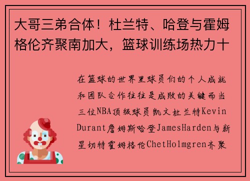 大哥三弟合体！杜兰特、哈登与霍姆格伦齐聚南加大，篮球训练场热力十足